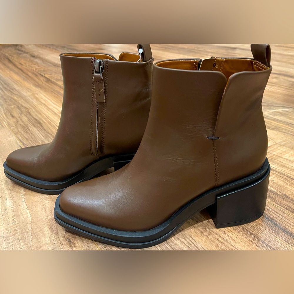 Franco Sarto Dalden Umber Leather Ankle Boots